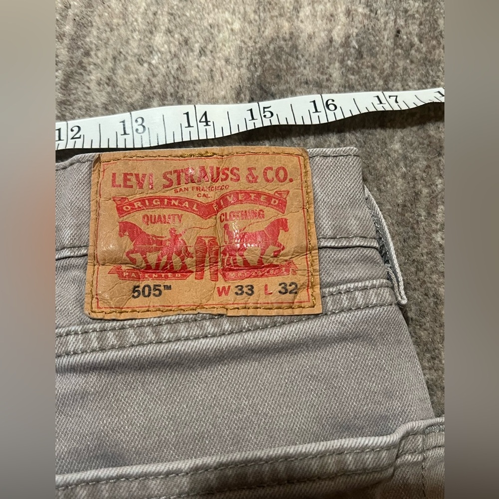 Levi's 505 Beige Denim Jeans 33W X 32L - Picture 5 of 7